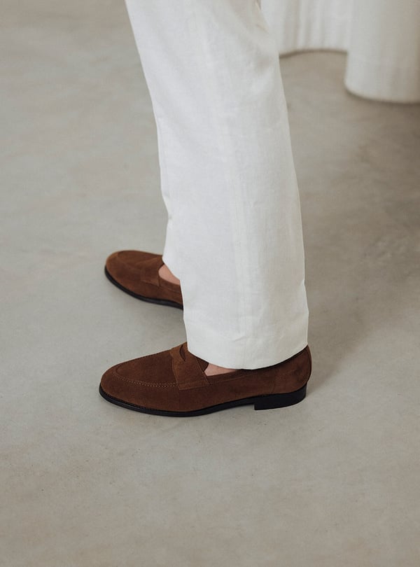 The Penny Loafer - Medium Brown Suede - Unlined