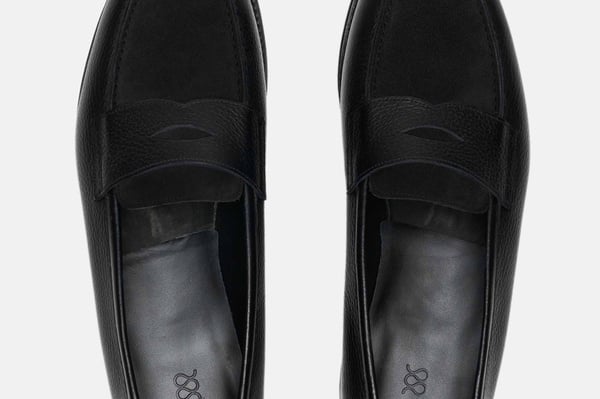 The Penny Loafer - Black Grain & Black Suede