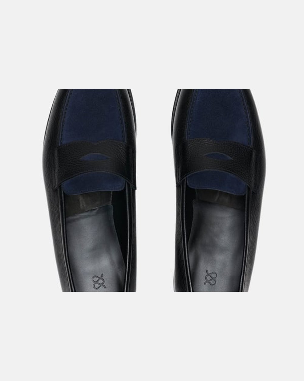 The Penny Loafer - Black Grain & Navy Suede