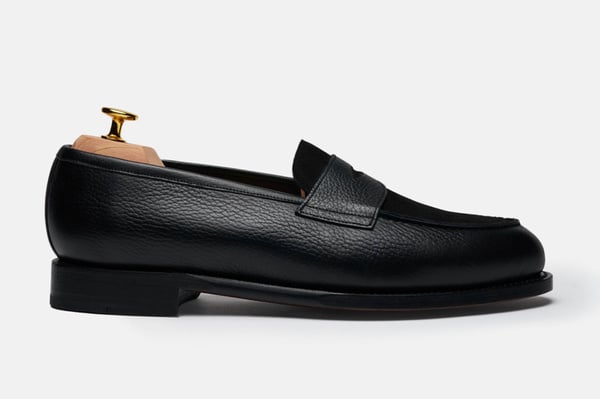 The Penny Loafer - Black Grain & Black Suede