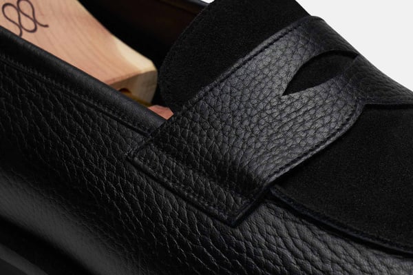 The Penny Loafer - Black Grain & Black Suede