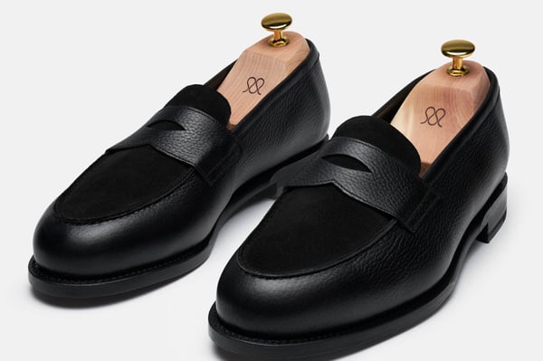 The Penny Loafer - Black Grain & Black Suede