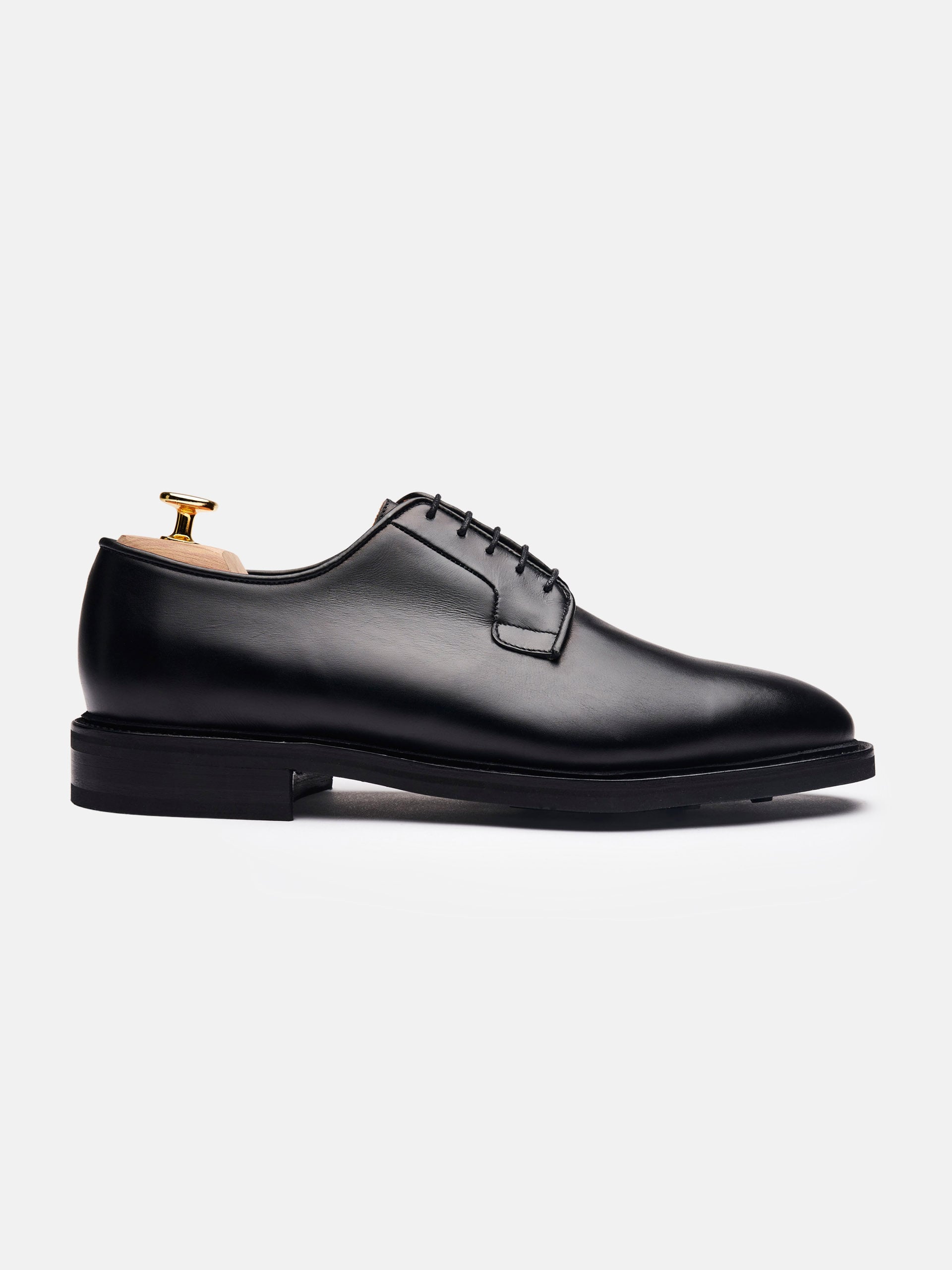 The Plain Toe Blucher Derby - Black Calf
