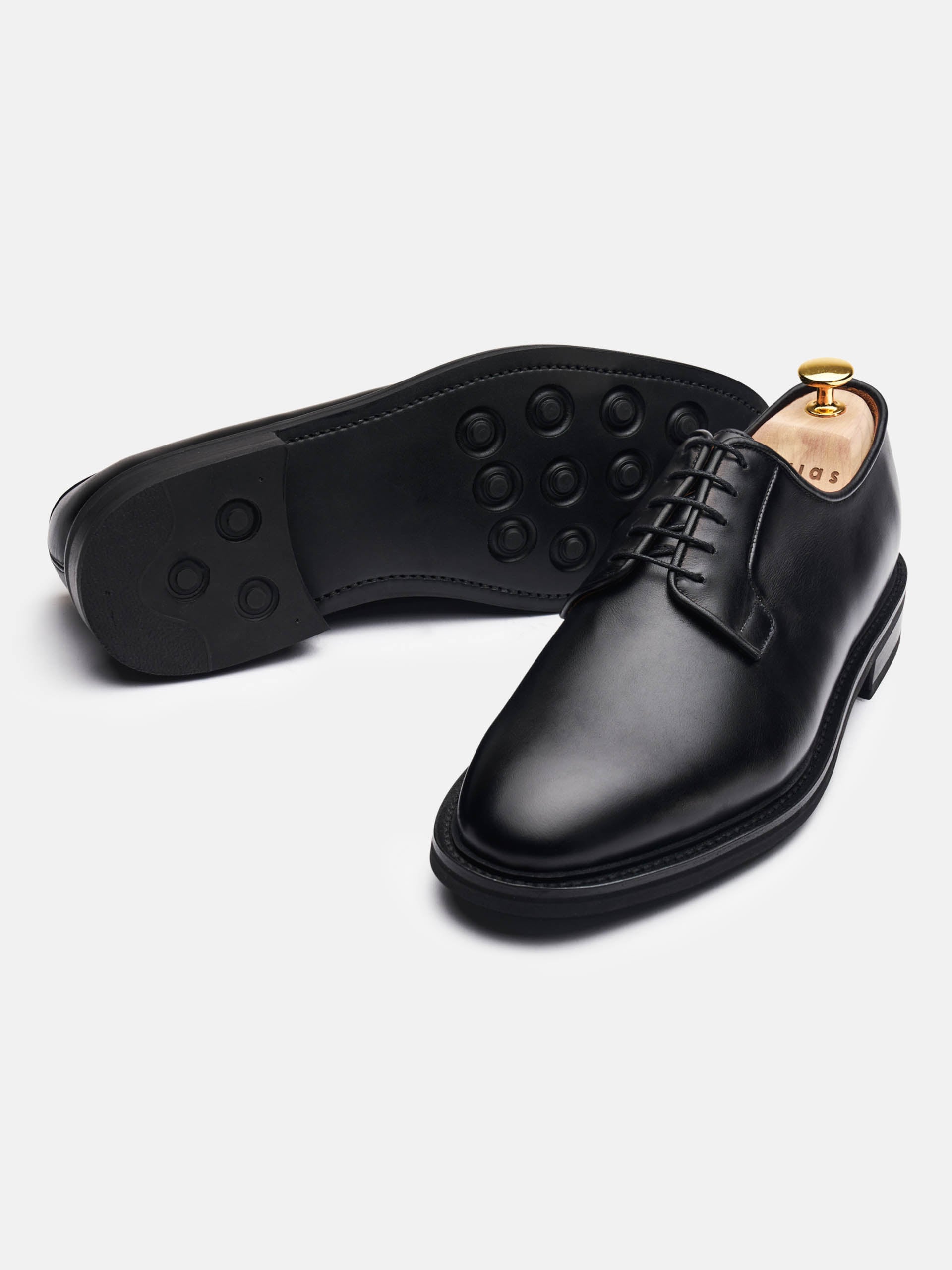 The Plain Toe Blucher Derby - Black Calf