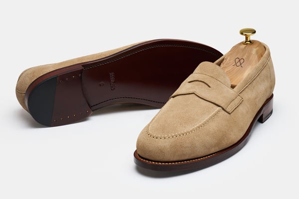 The Penny Loafer - Sand Suede - Unlined