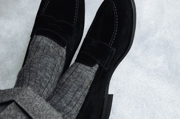 The Penny Loafer - Black Suede