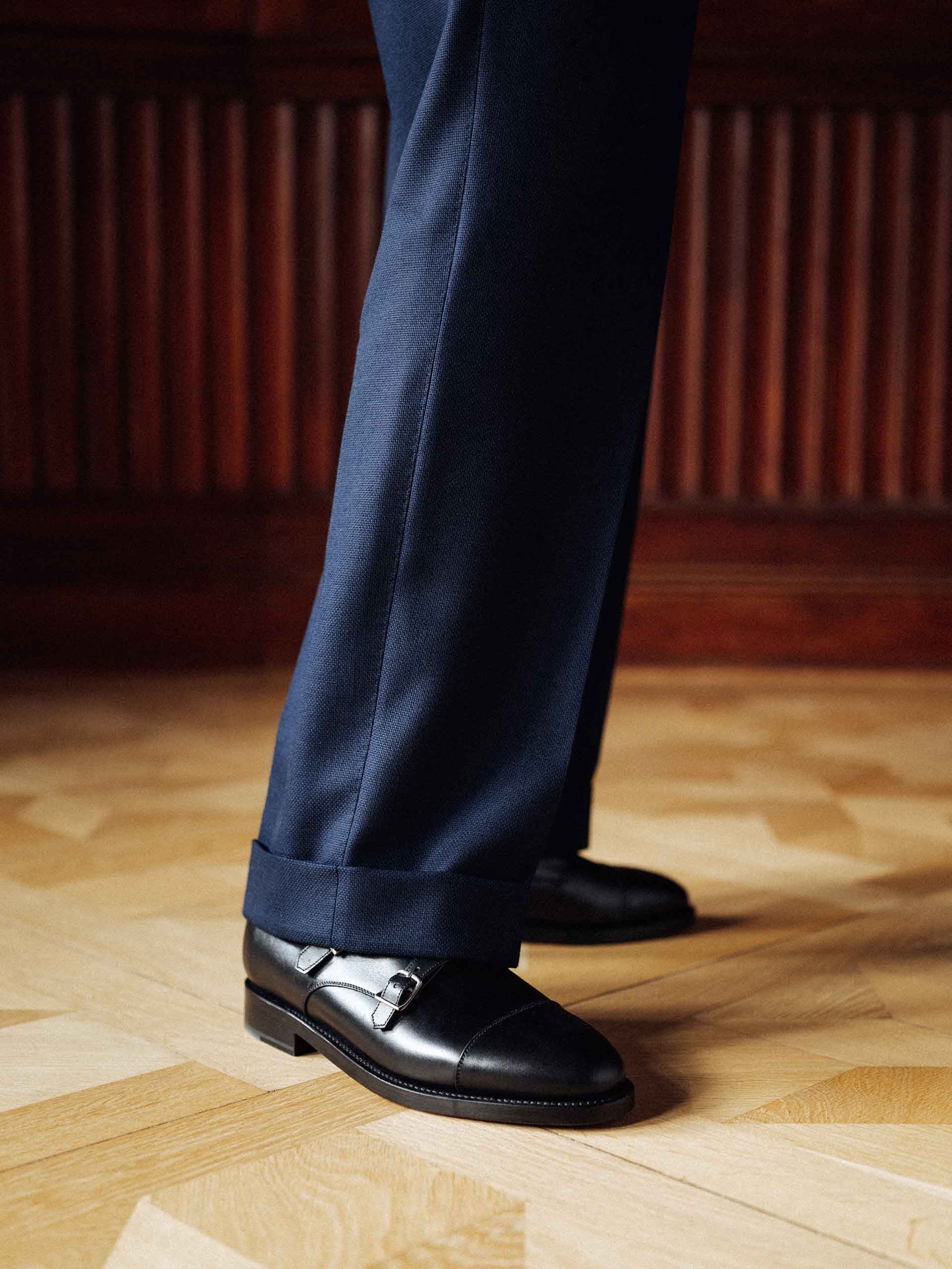 The Double Monkstrap - Black Calf