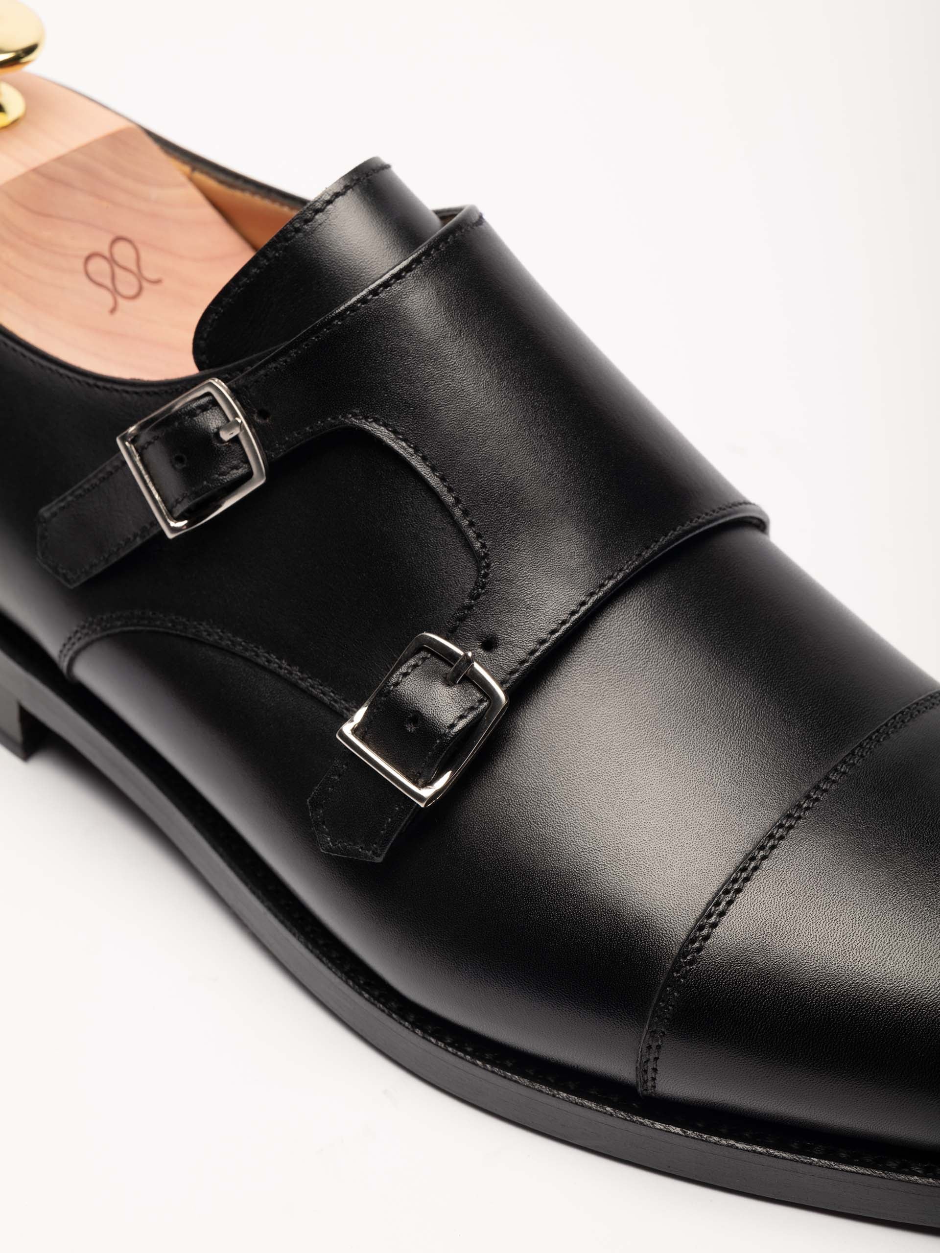 The Double Monkstrap - Black Calf