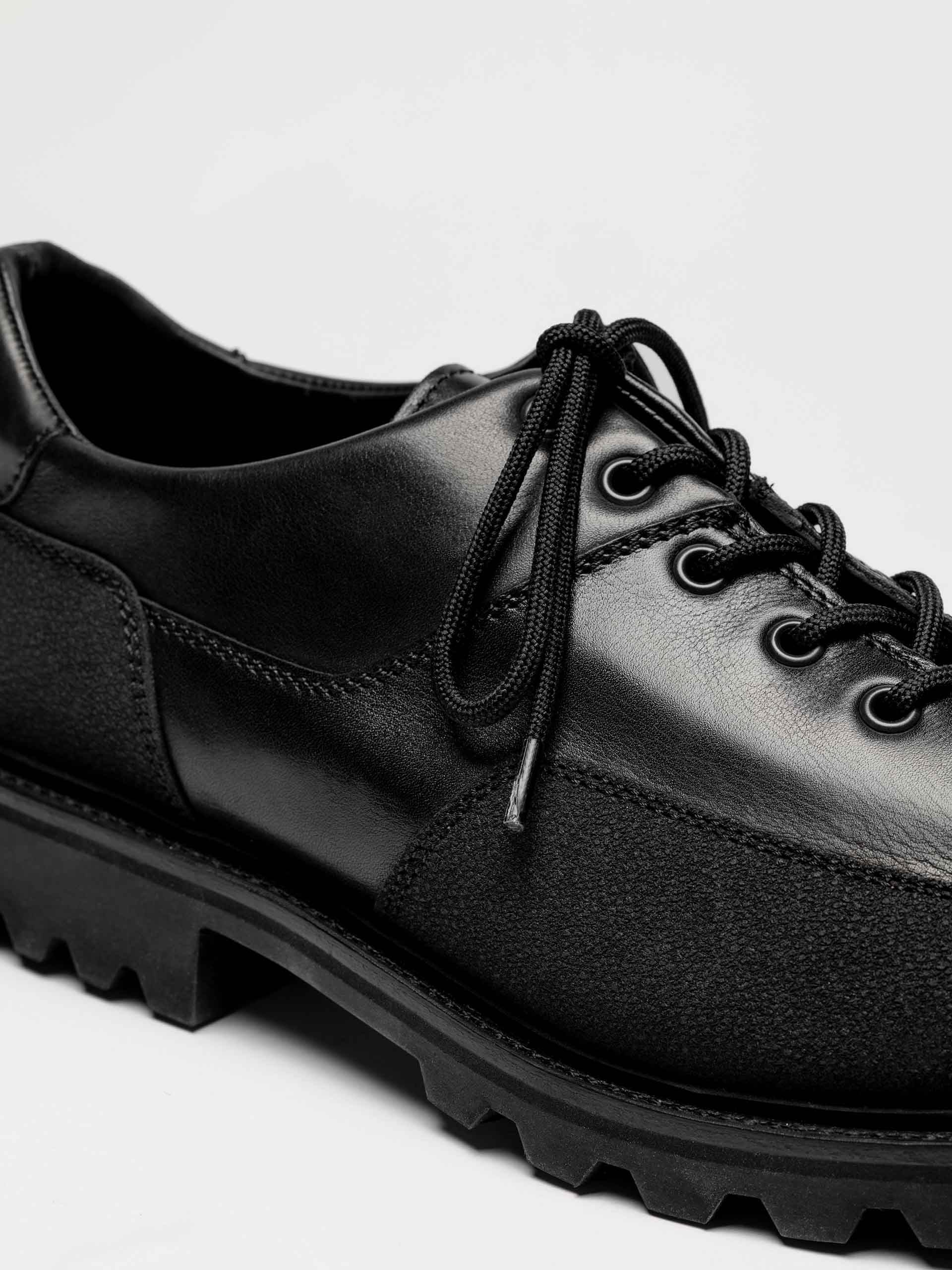 The Hybrid Hiker Sneaker - Black Leather